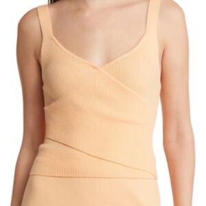 Paige Ribbed V-Neck Sweater in Peach